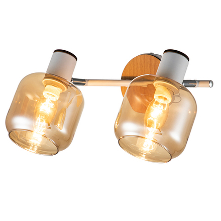 Настенный светильник 2x40Вт E14, металл/дерево/стекло, белый