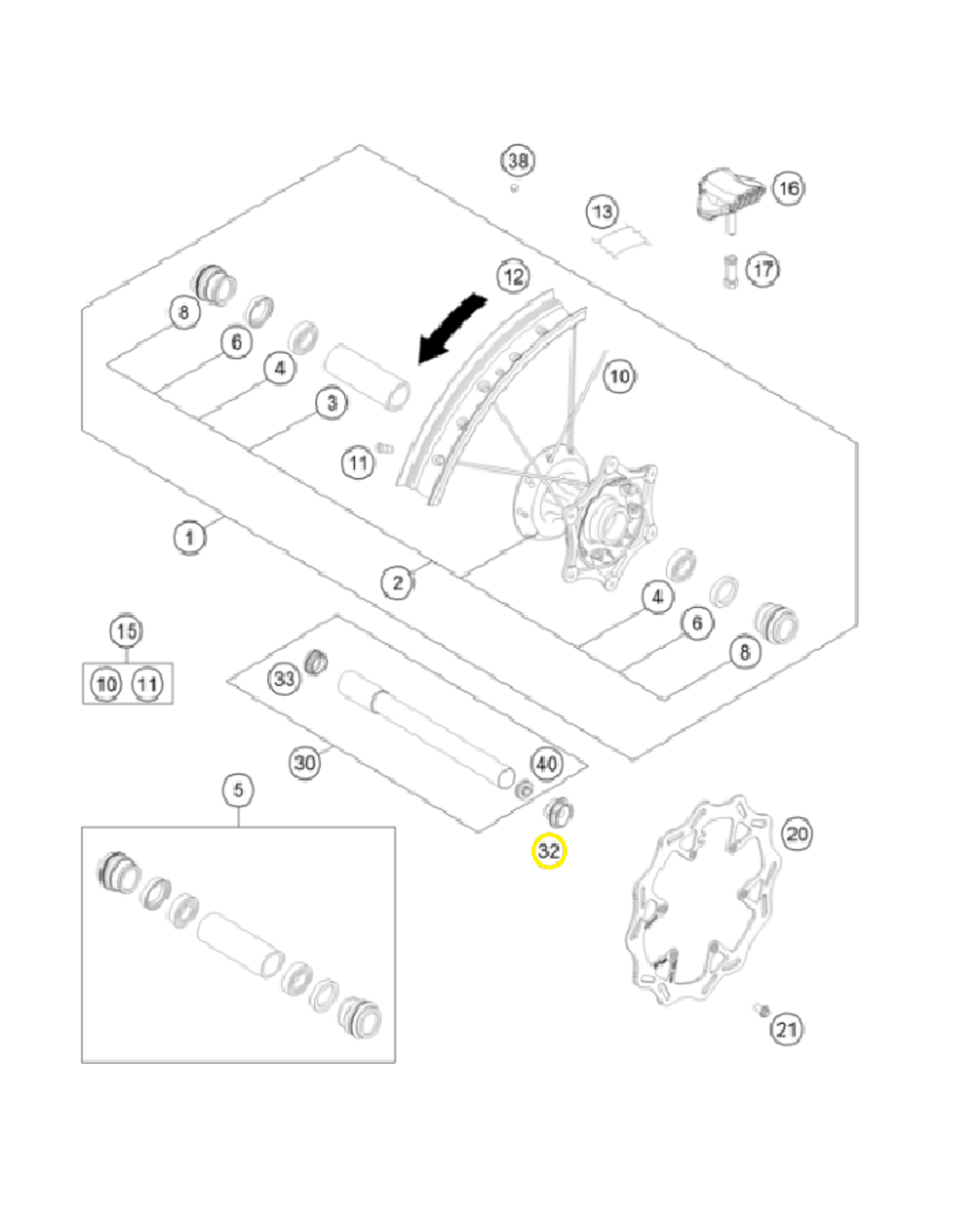 Болт оси переднего колеса KTM,Husqvarna,GAS GAS M20X1.5