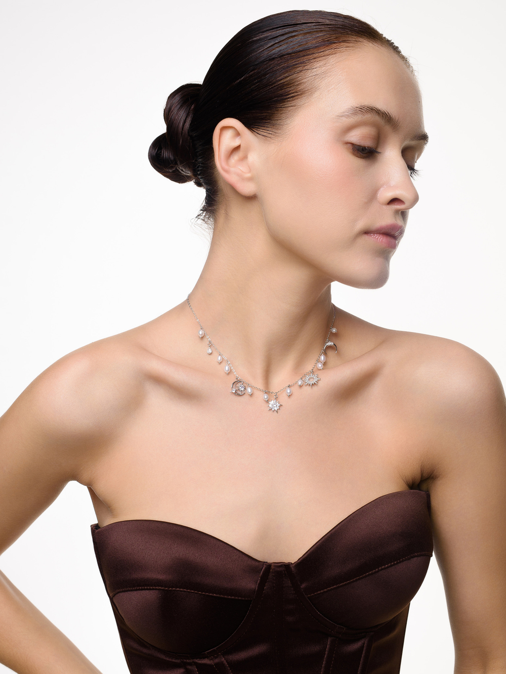 Чокер "Sun and moon pearl" Silver