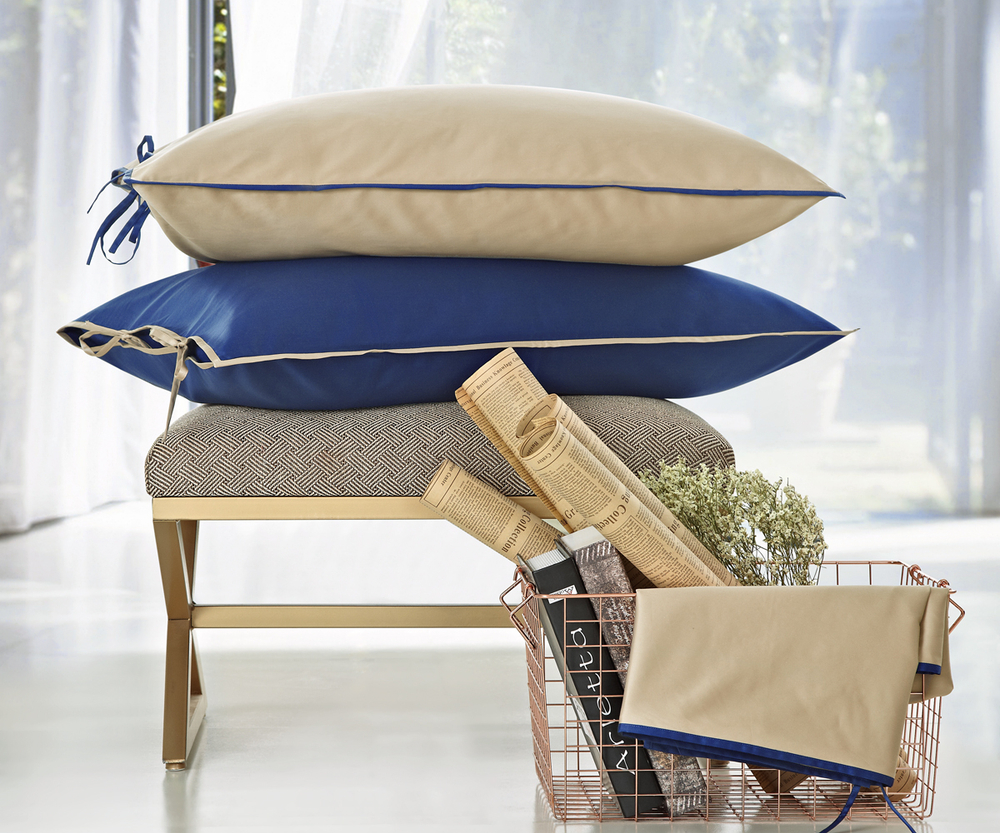 Наволочка 70x75 Sharmes Luca серо-бежевая/темно-синяя