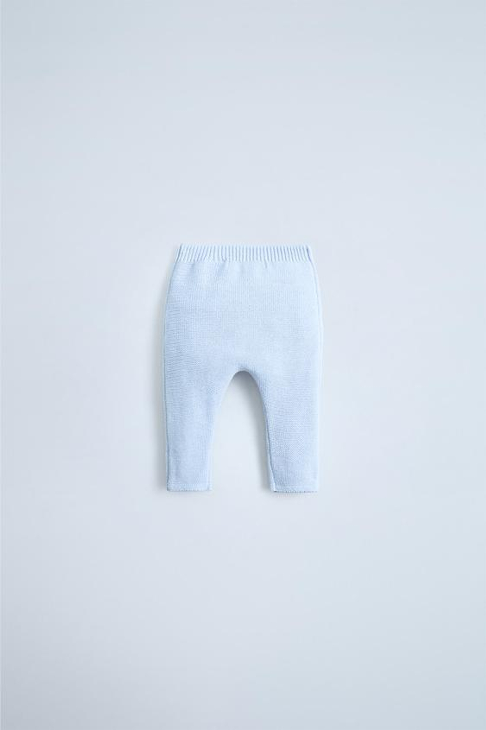 ZARA ТРИКОТАЖНЫЕ БРЮКИ С ВЫШИВКОЙ «ПАЛЬМА», ПАСТЕЛЬНО-СИНИЙ