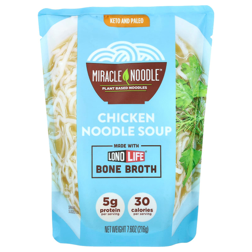Miracle Noodle, Куриный суп с лапшой на костном бульоне, 216 г (7,6 унции)