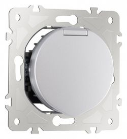 Розетка влагозащищенная с заземлением и со шторкой с крышкой Arte Milano am-202 202.41-1.silver