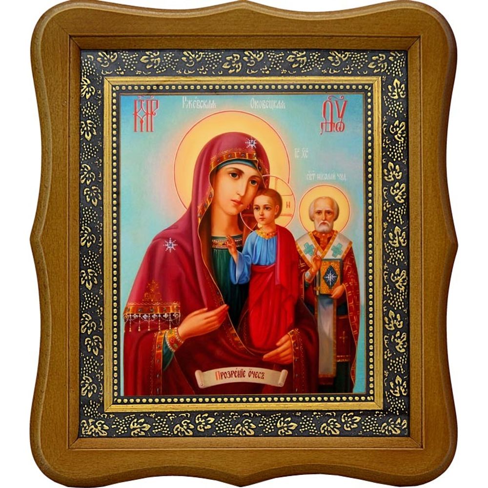 Оковецкая (Ржевская) икона Божьей Матери на льняном холсте.