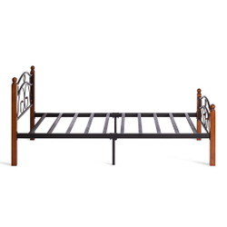 Кровать AT-803 дерево гевея/металл, 160*200 см (Queen bed), красный дуб/черный