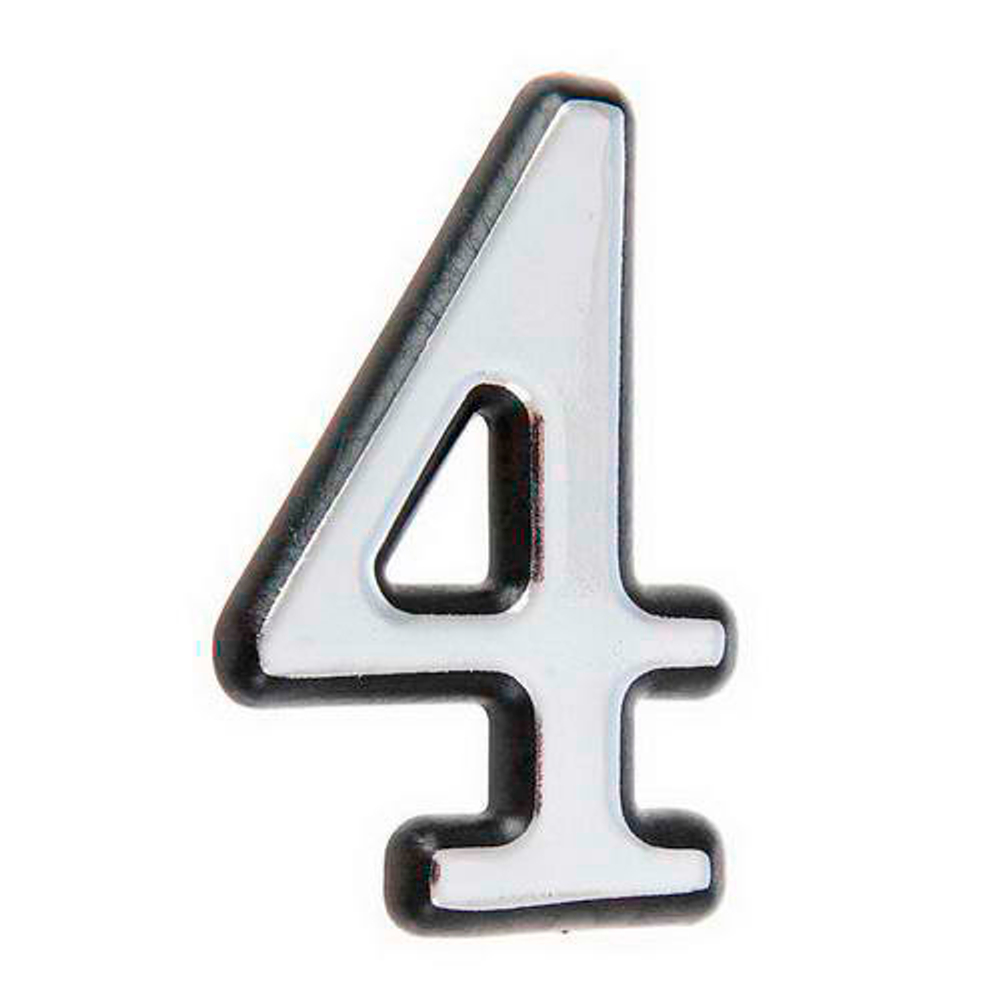 Цифра дверная АЛЛЮР Большая пластик хром "4" /50