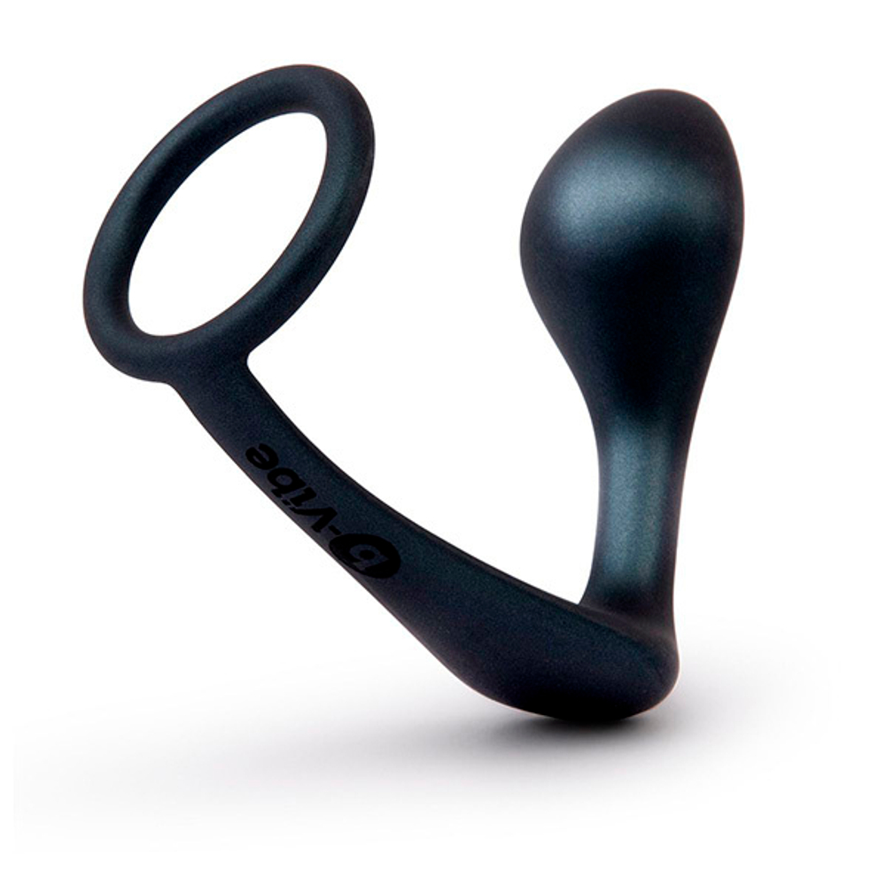 Черное эрекционное кольцо со стимулятором простаты b-Vibe Ringer Cock Ring & Plug BV-080