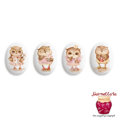 Сахарные фигурки Медальоны СОВУШКИ, 35*25 мм, 10 шт.
