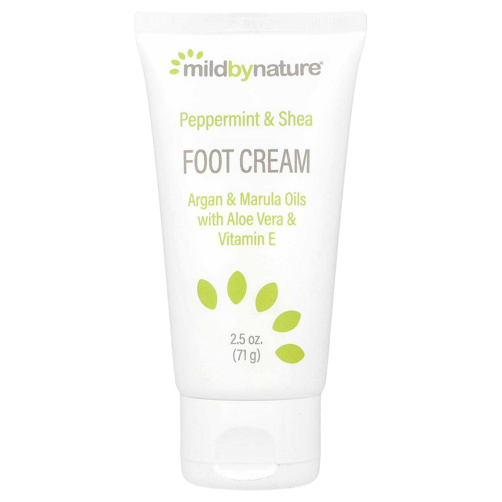 Mild By Nature, крем для ног с перечной мятой, маслом ши, маслами арганы и марулы, 71 г (2,5 унции)