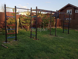 Монтаж уличной шведской стенки Sv Sport Рукоход х 2 (8 вертикальных столбов)