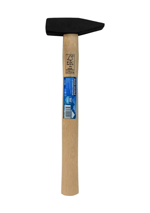 Молоток слесарный, 800 г, квадратный боек, деревянная рукоятка FSC (1/ 24)