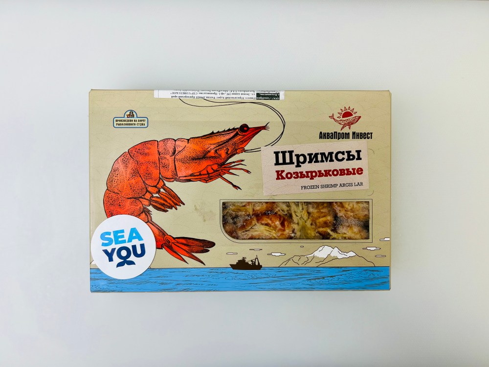 Креветка Шрим козырьковый - неочищенная 80-100 шт/кг |Варёная на корабле |1 кг/уп
