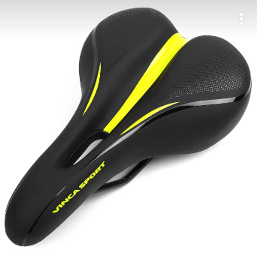 Седло комфортное, гель,  275*160мм, черное с зеленым, Vinca Sport VS 131 gel black/green