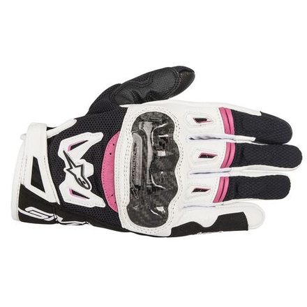 ALPINESTARS Мотоперчатки женские кожаные STELLA SMX-2 AIR CARBON V2 GLOVE карбон черно-бело-розовый
