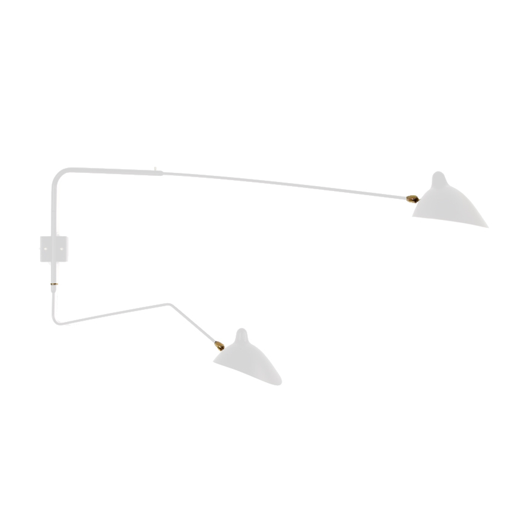Wall design lamp AP2B1C Two Arms by Serge Mouille (White)