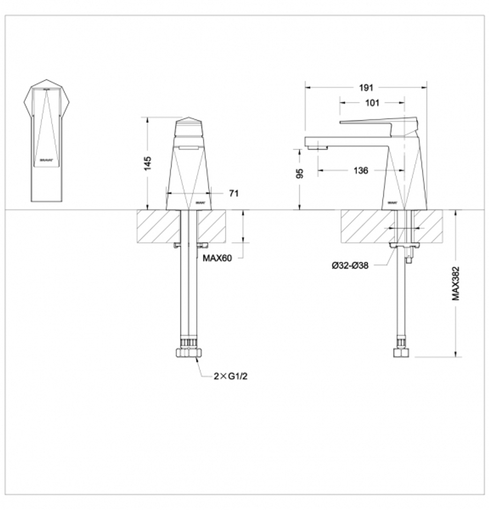 Смеситель для умывальника Bravat Iceberg