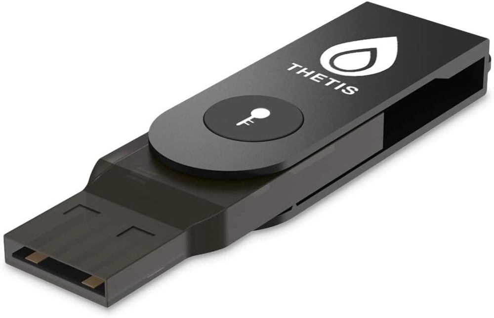 FIDO2 Security Key Thetis [Складной дизайн] Универсальный ключ двухфакторной аутентификации (USB Type A) с многоуровневой защитой (HOTP) для Windows/Linux/Mac OS, Gmail, Facebook, Dropbox, Salesforce, GitHub