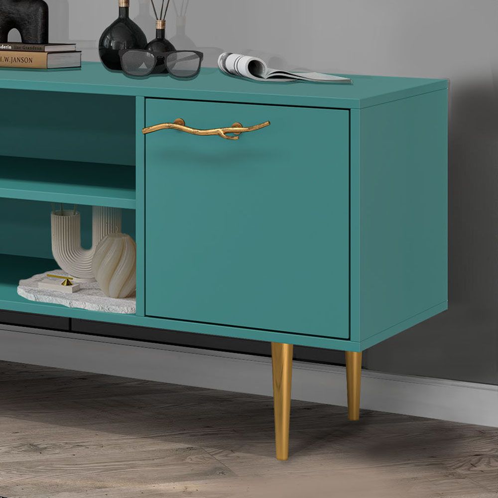 Тумба под ТВ Арт Колор matte 155см Стайл Голд Пастельно-синий матовый