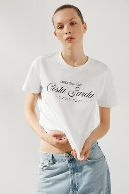 ZARA ФУТБОЛКА С НАДПИСЬЮ, БЕЛЫЙ/ЧЕРНЫЙ