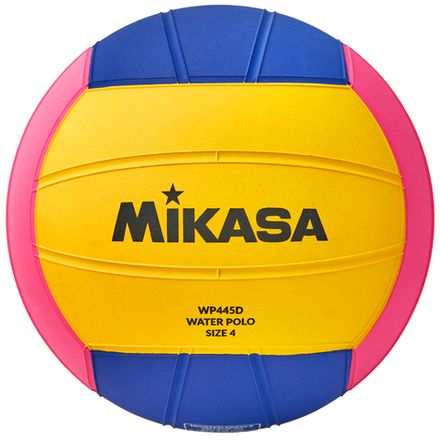 Мяч для водного поло MIKASA WP445D р.4, жен, резина, вес 400-450гр, дл.окр-65-67см, желто-сине-розов