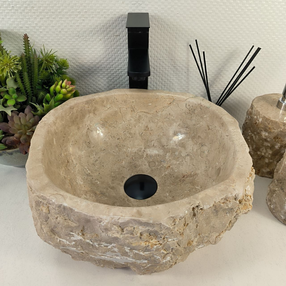 Каменная раковина из мрамора Erozy Cream EM-05574 (35*35*15) 0869 из натурального камня