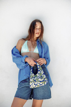 ZARA СУМКА ИЗ БУСИН, СИНИЙ