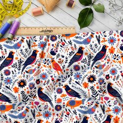 Ткань премиум сатин сказочные птахи