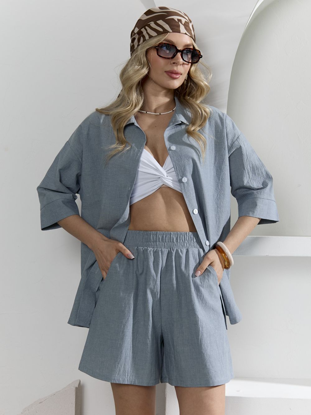 Костюм женский Ангелина-1 Виотекс СЕРО-СИНИЙ МЕЛАНЖ