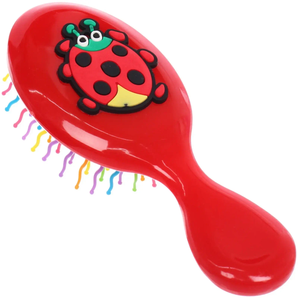 Расчёска массажная детская «Little darling», Божья Коровка Элис, цвет красный, разноцветные зубчики, 13,8*6см (пакет с подвесом)●