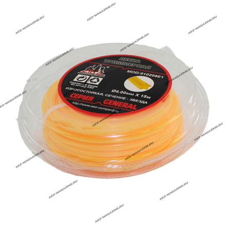 Леска триммерная AEZ серии GENERAL сечение звезда 4,00мм(15м)