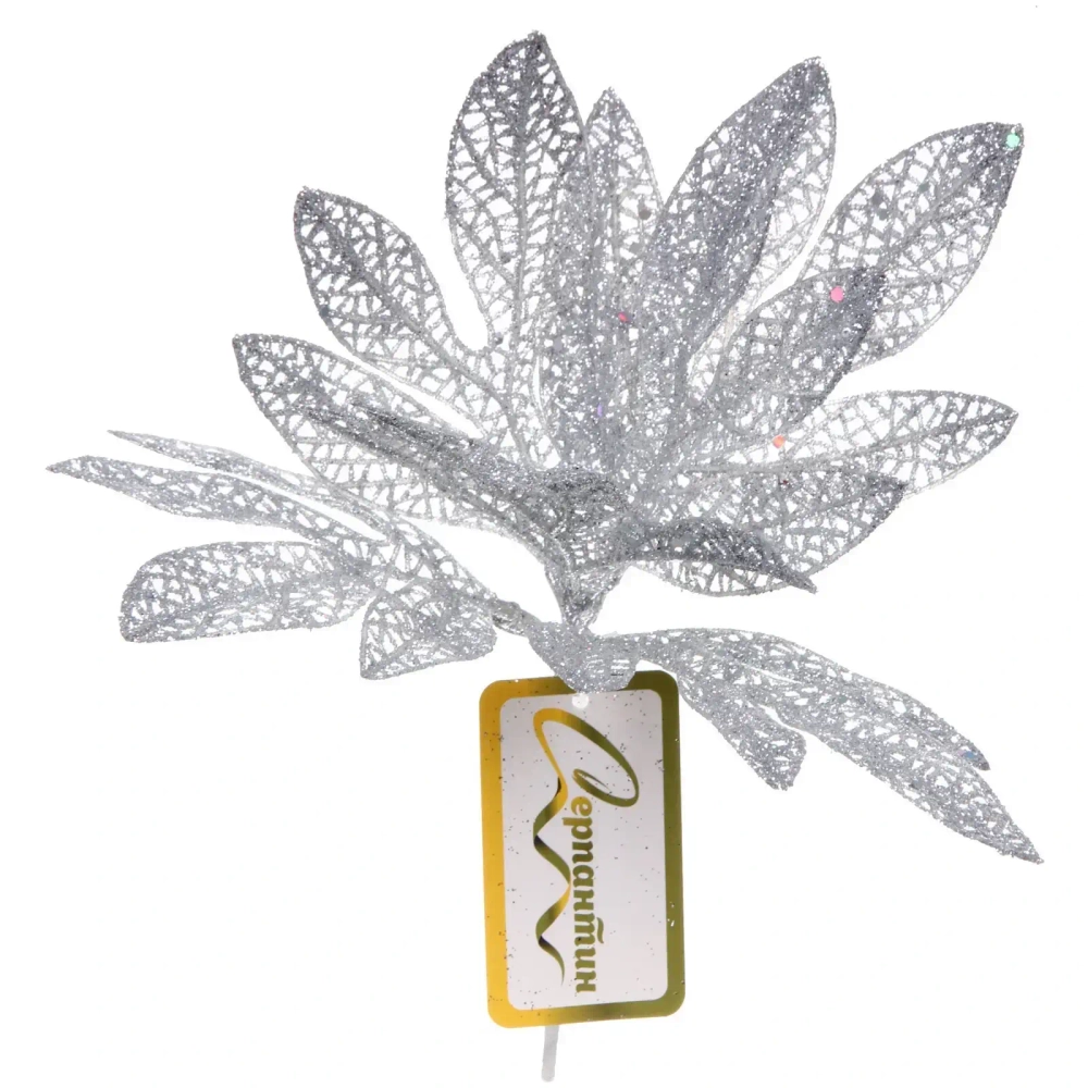 Ветка декоративная «Сказочный листопад» 25 см, Серебро