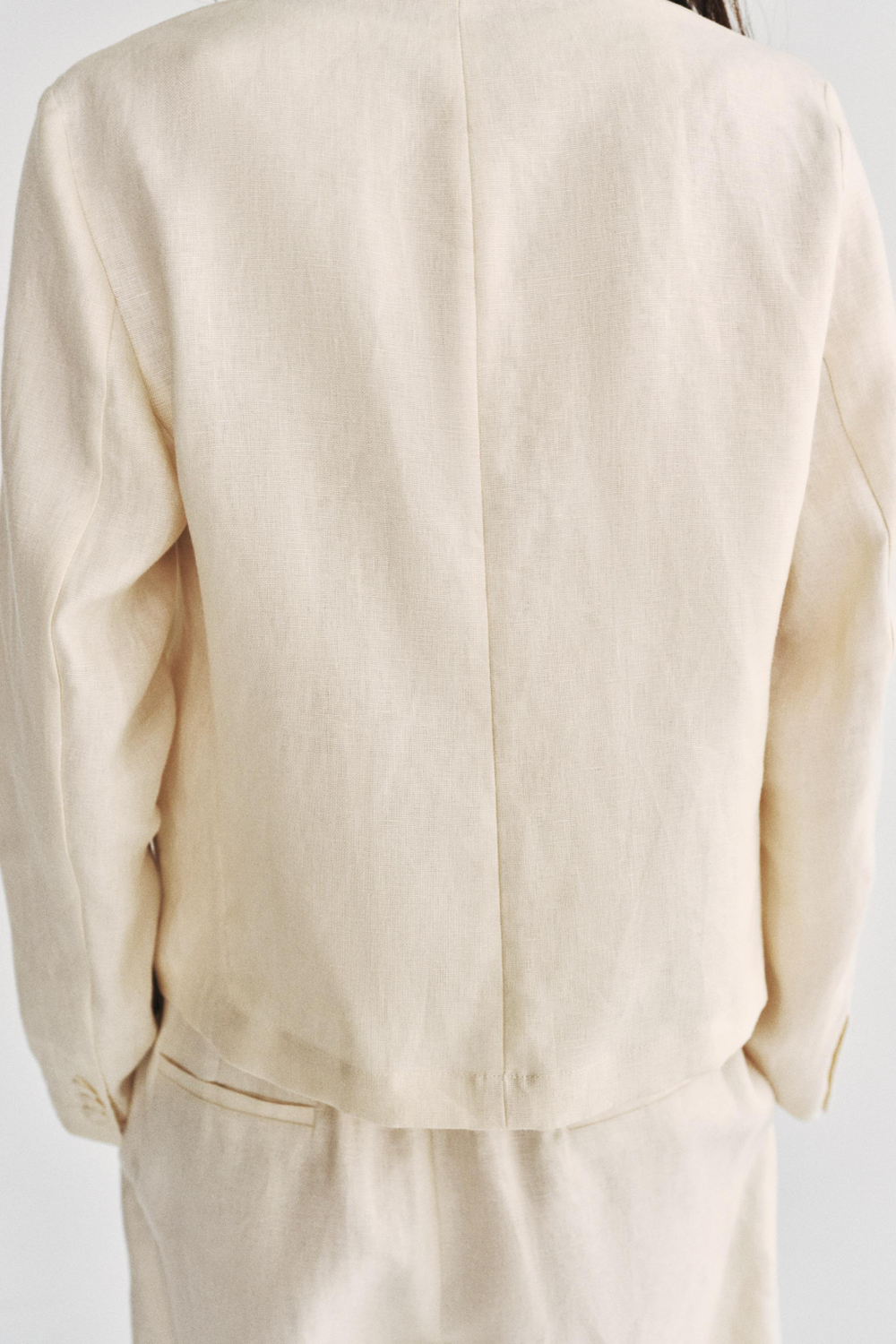 ZARA БЛЕЙЗЕР ИЗ 100% ЛЬНА — ZW COLLECTION, ЭКРЮ