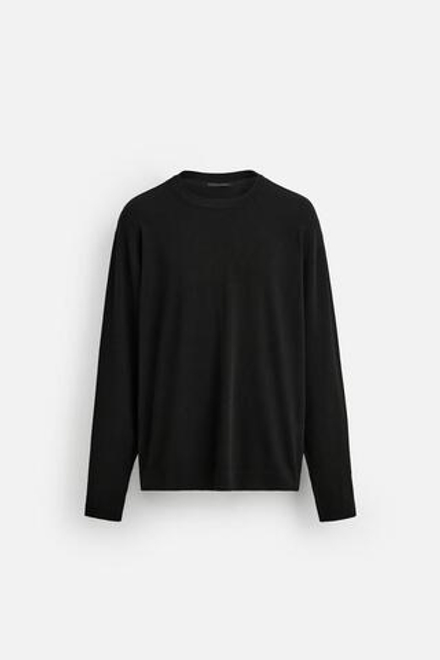 ZARA СВИТЕР ИЗ ВИСКОЗЫ С РЕЛЬЕФНЫМ УЗОРОМ, ЧЕРНЫЙ