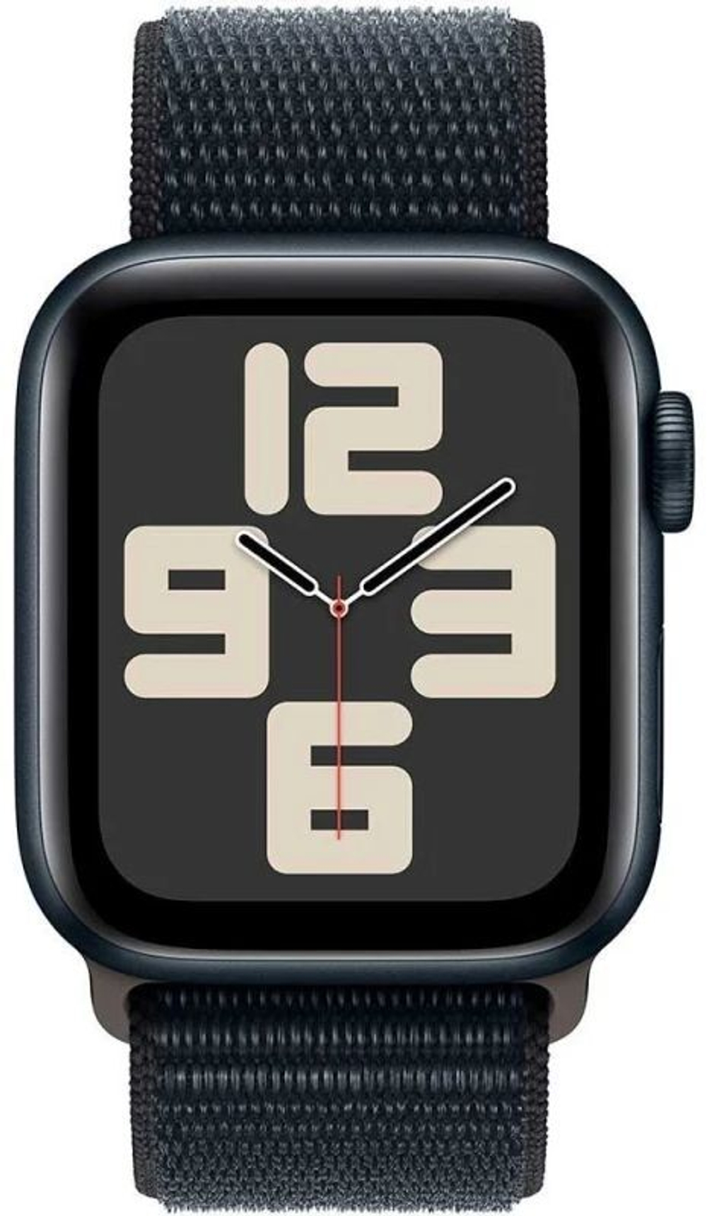 Apple Watch SE 2023, 44 мм, корпус из алюминия цвета «тёмная ночь», спортивный браслет цвета «тёмная ночь»