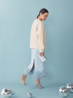 ЮБКА САТИНОВАЯ С ПЕРЬЯМИ L.BLUE