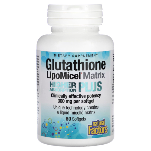 Natural Factors, Glutathione LipoMicel Matrix, 300 мг, 60 мягких таблеток