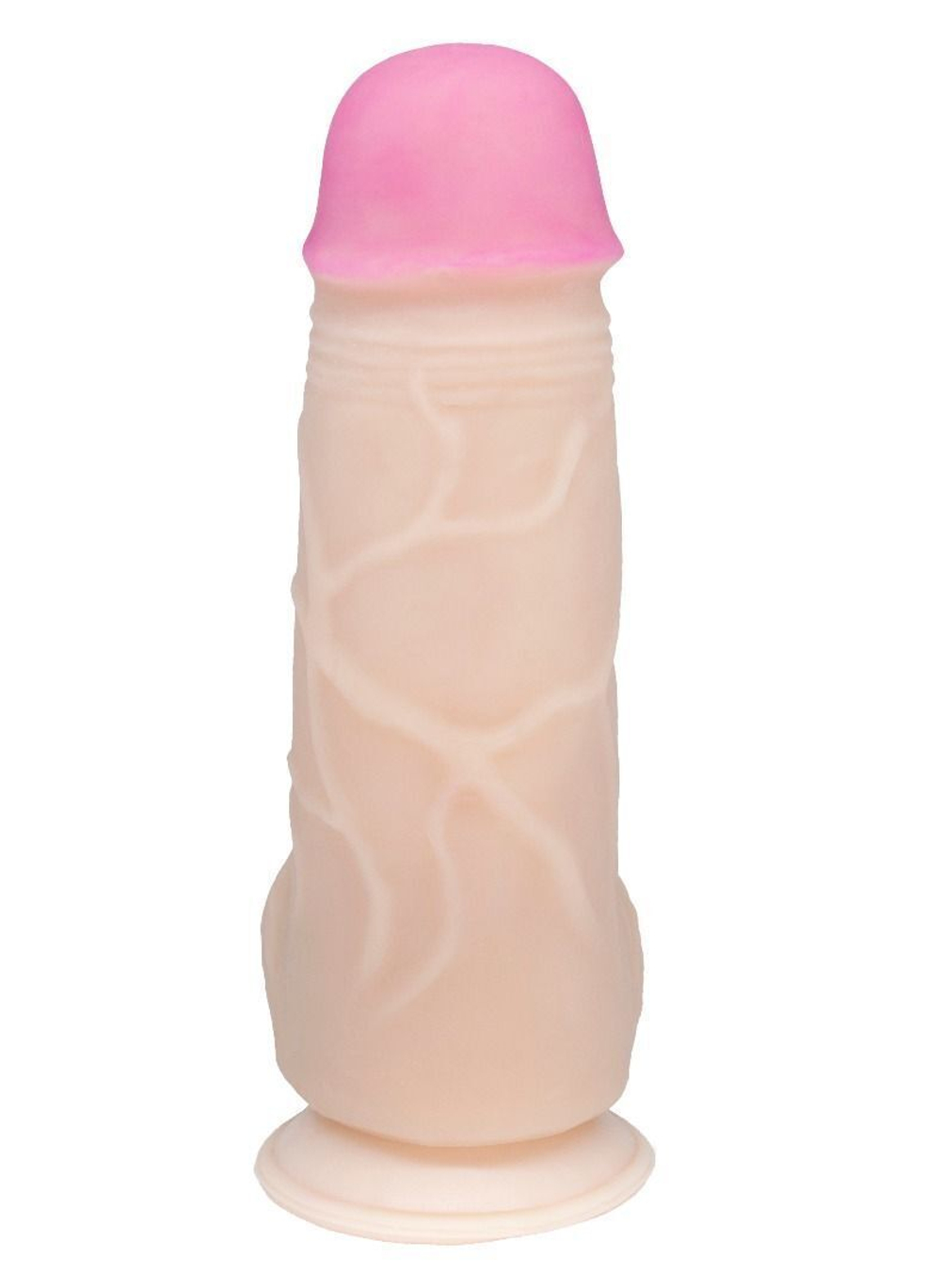 Телесный фаллоимитатор на присоске большого диаметра - 19,5 см. (Цвет: телесный)
