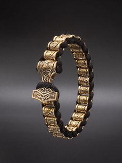 Скандинавский браслет валькнут с молотом Тора металл бронза