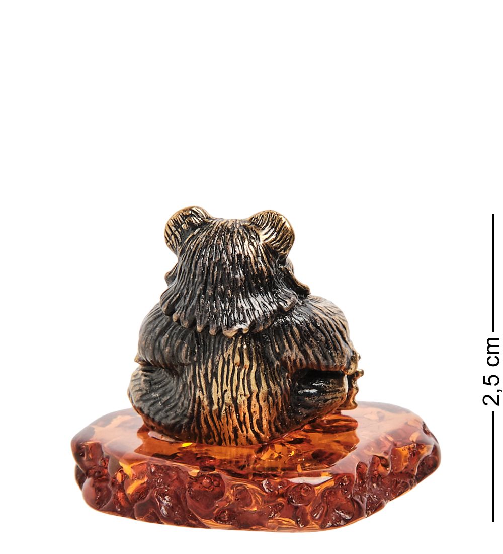 Народные промыслы AM-1600 Фигурка «Медведь с медом» (латунь, янтарь)