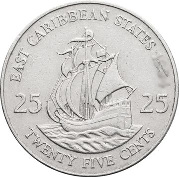 25 центов 1981-2000 Восточные Карибы