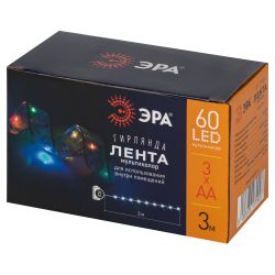 Светодиодная новогодняя гирлянда ЭРА ENIN-30M нить Лента декоративная мультиколор 3 м 60 microled IP20