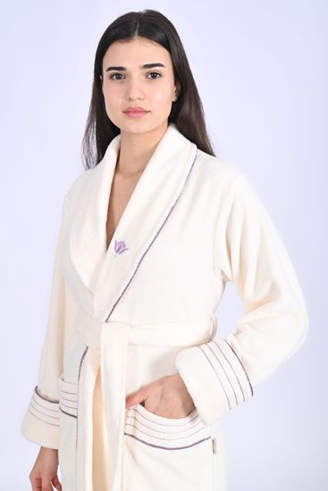 4335 Халат женский махровый Nusa Triga 3XL кремовый с воротником