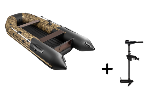 Таймень NX 3400 НДНД PRO камыш-черный + BST 55 L (комплект лодка + электромотор)