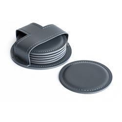 Набор из 6 костеров из двухслойной кожи Cuoietto с металлической вставкой (CR6BCMet) 2