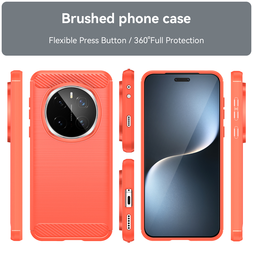 Чехол красного цвета с дизайном в стиле карбон на Honor Magic 7 Pro, мягкий отклик кнопок, серия Carbon от Caseport