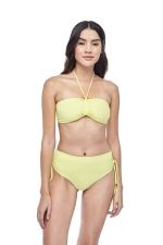 Купальник бандо "Озеро Вида", лимонный/бежевый