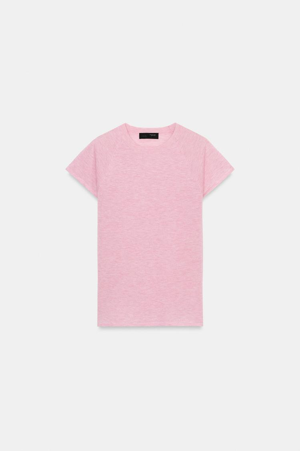 ZARA ТОП ИЗ УЛЬТРАТОНКОГО ТРИКОТАЖА, РОЗОВЫЙ