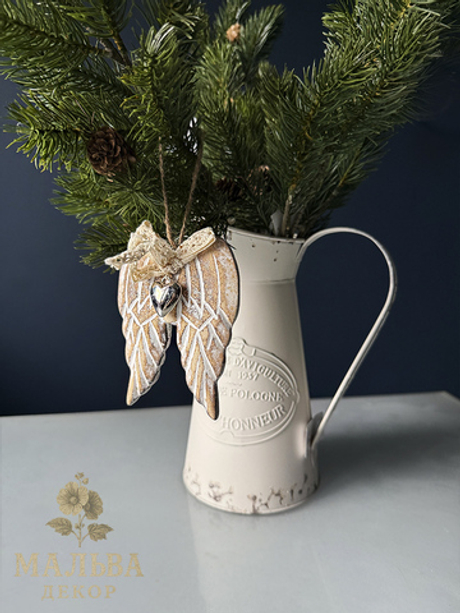 Декор подвесной "Крылья Ангела с бантиком" 9,5x2,3x12 см