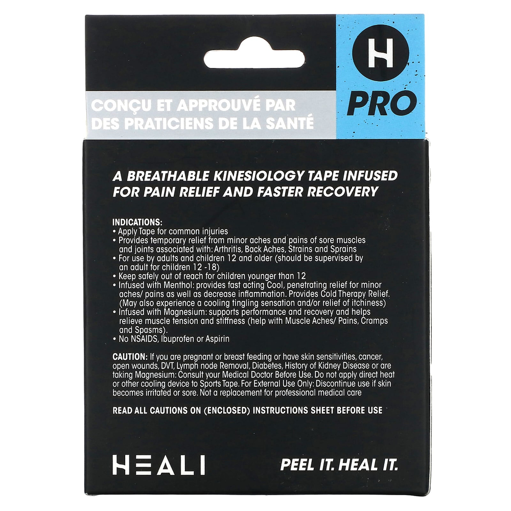 Heali Medical Corp, дышащий эластичный кинезиологический тейп, черный, 20 предварительно вырезанных полосок