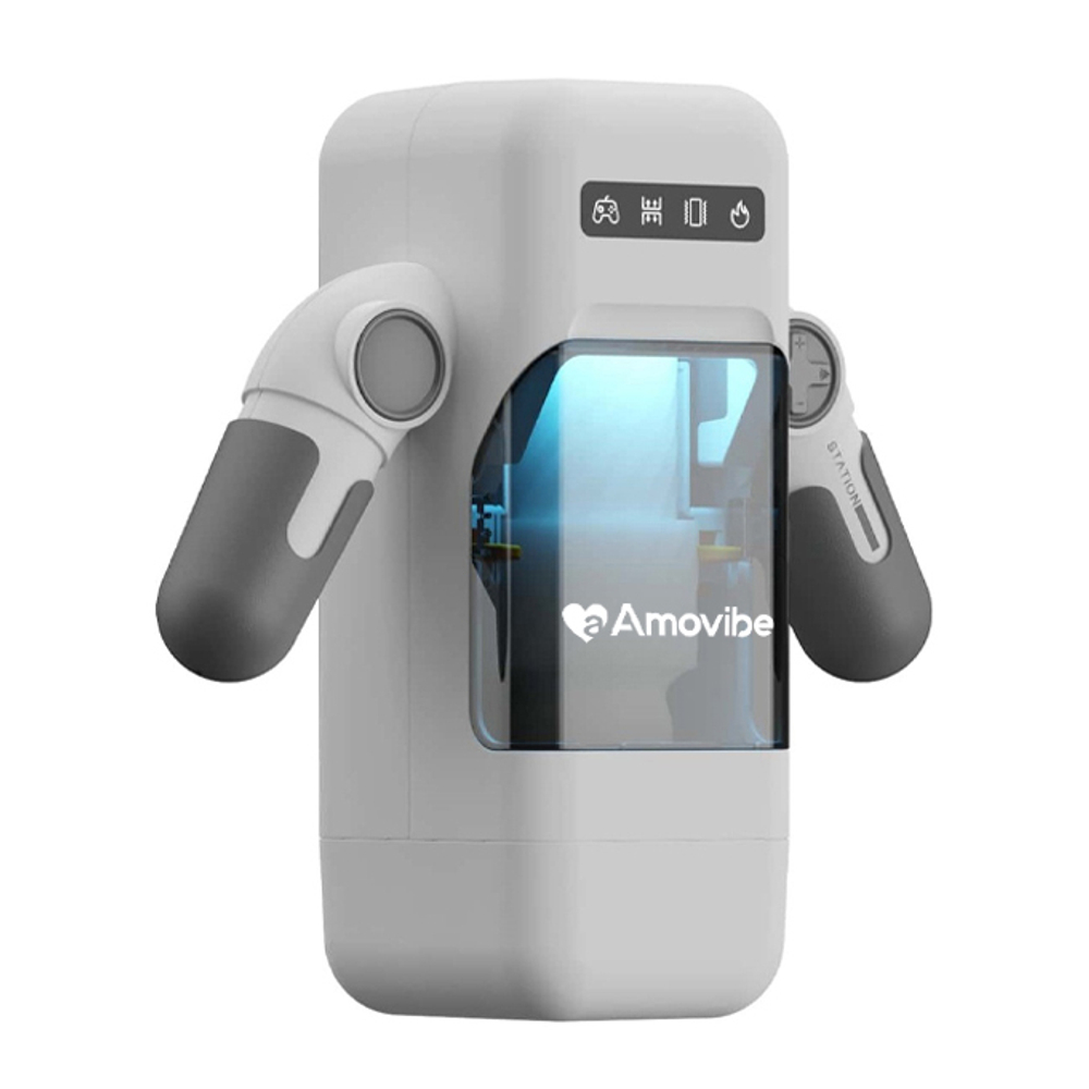 Автоматический белый робот-мастурбатор в виде игрового джойстика Amovibe Game Cup WRM Thrusting Male Masturbator